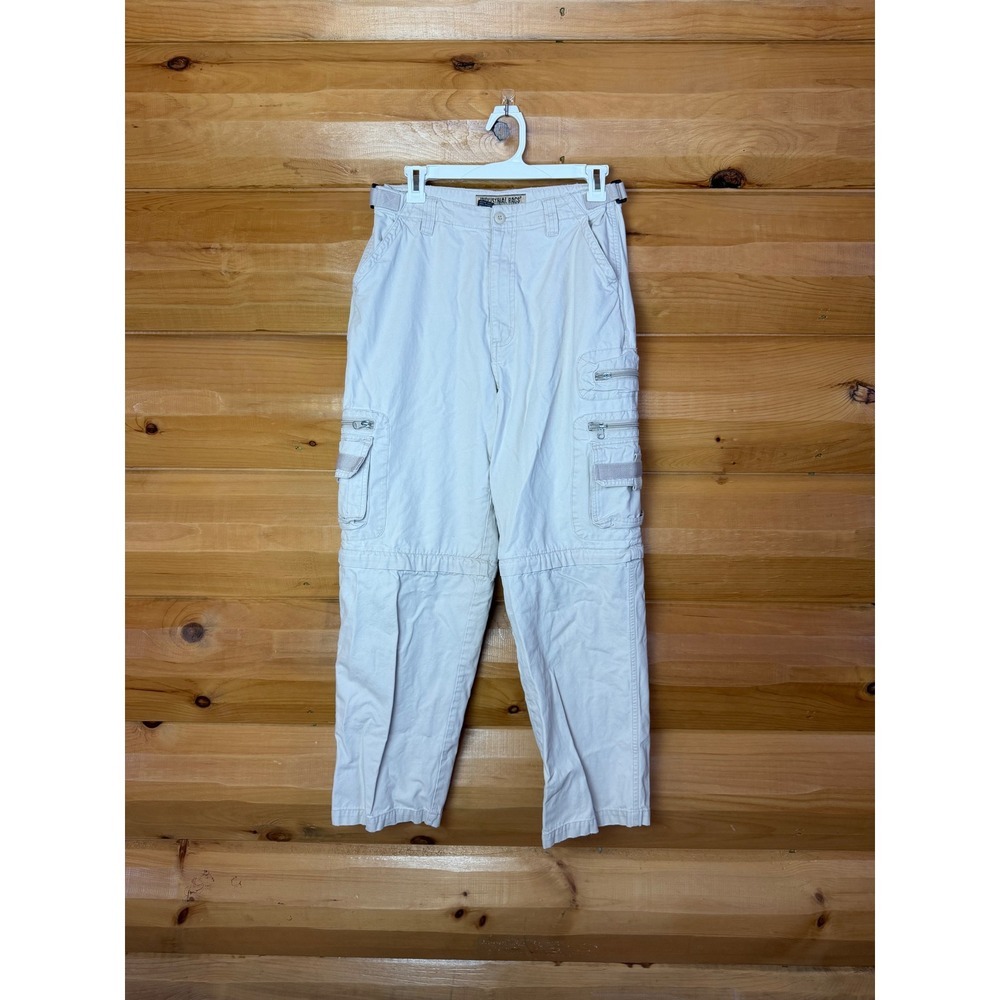 Vtg Industrial Rags Hardwear Cargo Zip Off Pants Men's Sz 29 Off White 90s - Picture 1 of 7